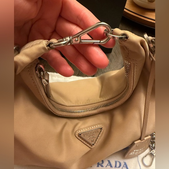 Prada Beige Shoulder Bag with Silver Chain, New - Picture 11 of 17